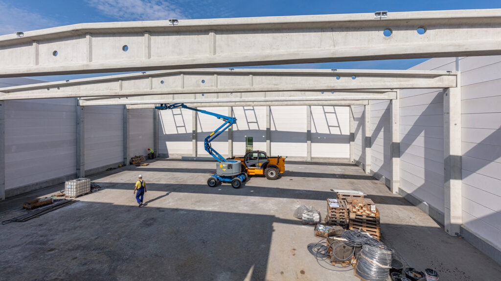 Warehouse Construction With Industrial Equipment